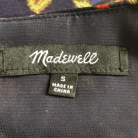 Madewell Floral Bell Sleeve Blouse - Navy and Red - Picture 4 of 12